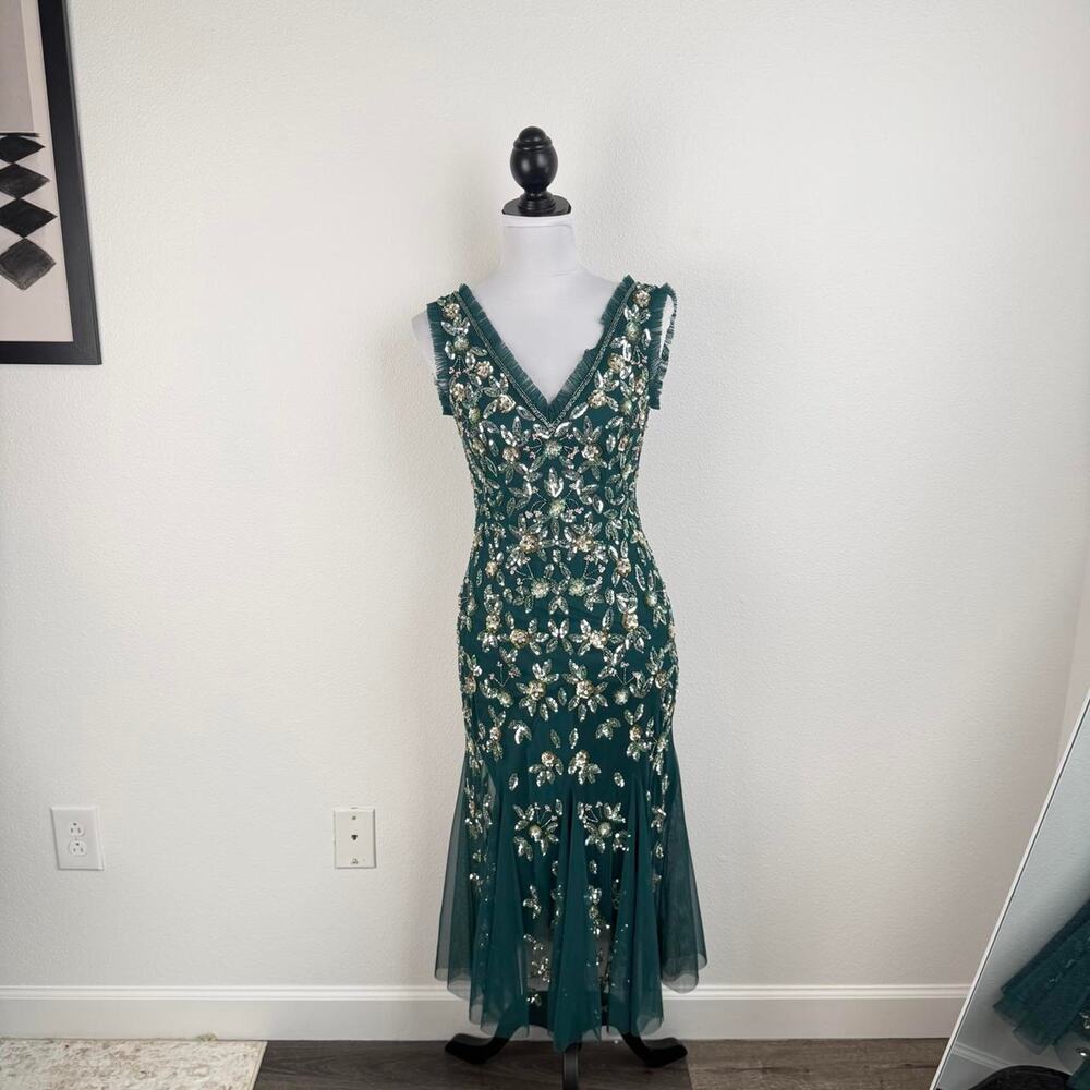 Adrianna papell green beaded sequin